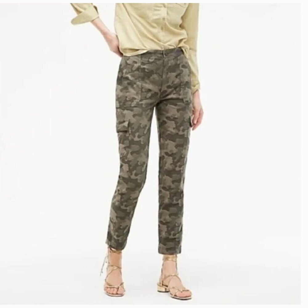 J.Crew High Rise Camo Cargo Vintage Straight Leg Crop Pants size 27‎